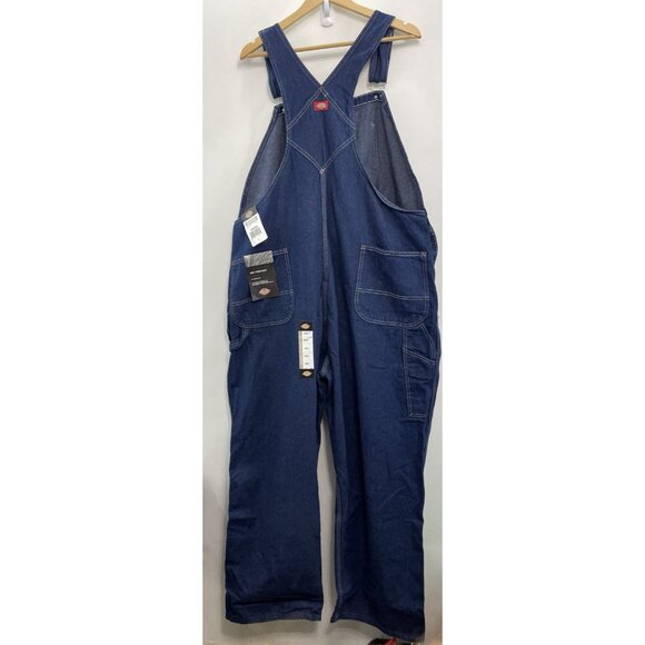 Dickies Jean Bib Overalls Farmer Denim Wide Leg Carpenter Workwear Mens 44x30 - Picture 2 of 11